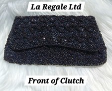 Vintage La Regale Beaded Black Clutch Bag