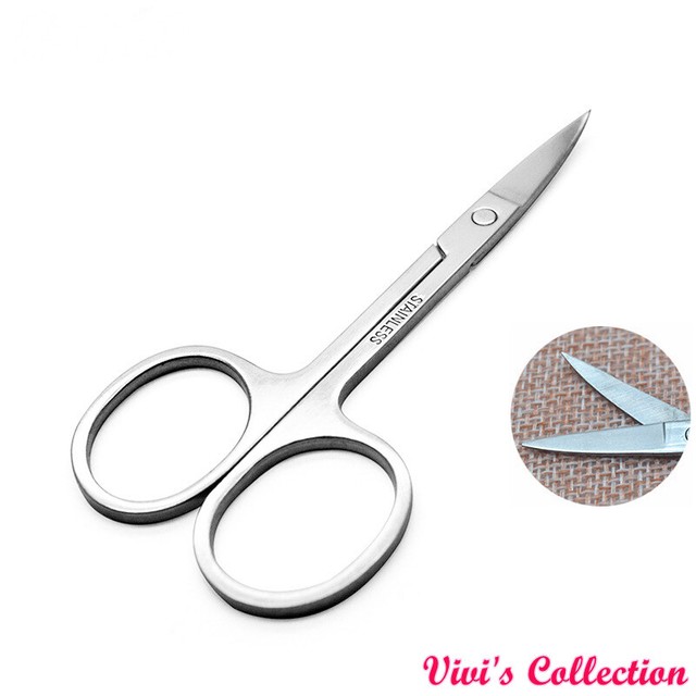 CURVED Scissors Eyebrow Eyelash Trimmer Stainless Steel Hair Removal Silver CURVED Scissors Eyebrow Eyelash Trimmer Stainless Steel Hair Removal Silver