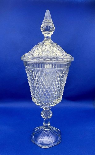 Indiana Glass Diamond Point Apothecary Jar A.K.A. Compote or Candy Dish - Imagen 1 de 9
