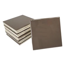 Brown Ceramic Tile 4.25 inch Subway Square Vintage Mid Century Modern Retro