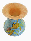 Hand Blown Art Vase w Vibrant Spring Colors Blues, Greens, Peaches & Lavender