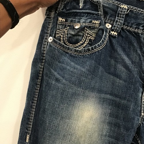 True Religion Mens jeans size 36 Straight w Flap Single Mega T Medium Wash BZOM - Picture 4 of 13