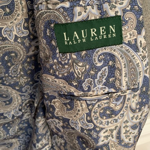 Lauren Ralph Lauren Leinen Blazer Herren 50R Anzugjacke gefüttert, grau/blau - Bild 3 von 9