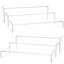 Large Acrylic Display Risers, 2 Set - 6 Pack (12”L~11.6”L~11.2”L) Collectible...