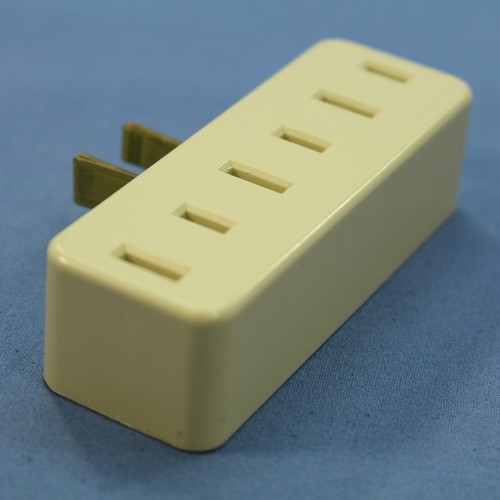 Leviton Ivory Polarized Plug-In Triple Tap Outlet Adapter NEMA 1-15R 15A 65-I - Picture 3 of 4