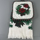 Vintage CSC Kitchen Hand Towel & Pot Holder Set Red Flower Christmas Wreath