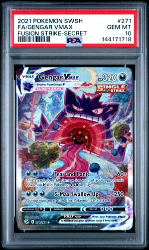 2021 POKEMON FA/GENGAR VMAX-SECRET SWORD & SHIELD FUSION STRIKE #271 PSA 10