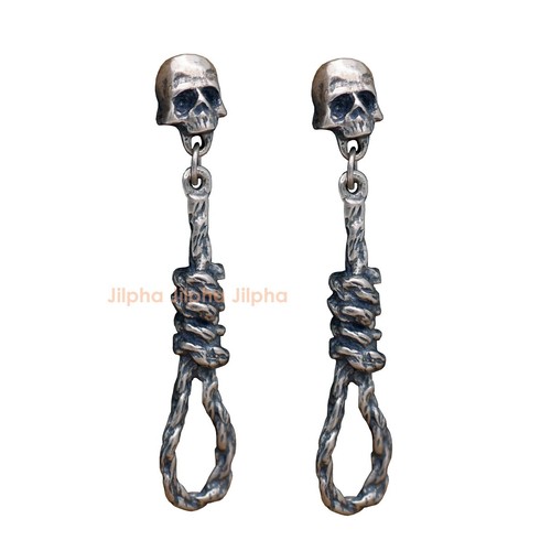 Sterling Silver Skull Drop Dangle Stud Single Earring for Men Women A4672 - Picture 1 of 8