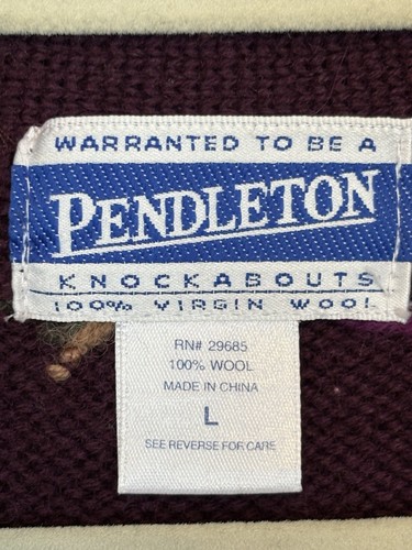 Pendleton Knockabouts Damen Strickjacke Burgund Knopf V-Ausschnitt Knopf Large - Bild 8 von 9