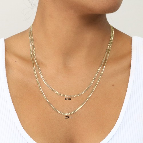 Collana da uomo in oro giallo massiccio 10 carati 2,5 mm maglia catena cubana made in Italy 30" - Foto 3 di 10