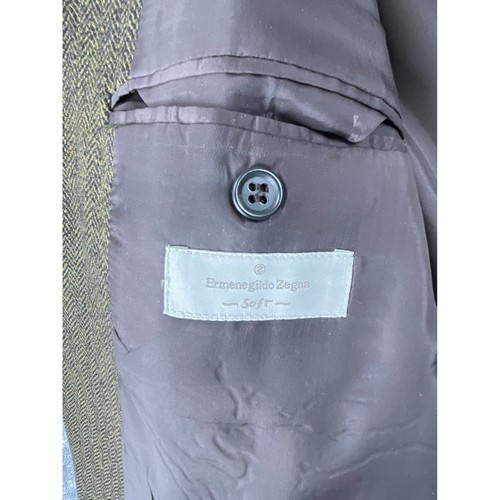 Ermenegildo Zegna Soft Blazer 46L US / 56L EU Brown Herringbone Wool Sport Coat - Picture 7 of 8