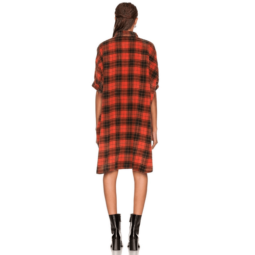 Vestido R13 Cuadros Grande Cuadrado Mujer Botón Frontal XS Franela Algodón Grunge  - Imagen 3 de 14