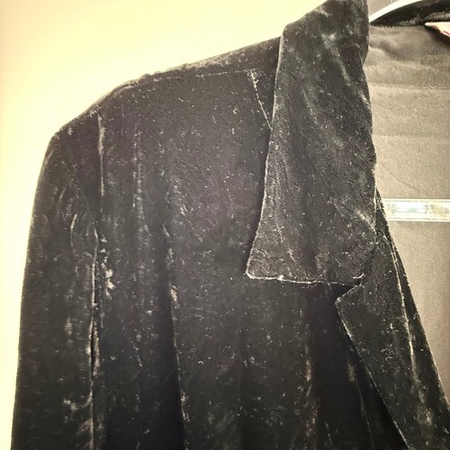 Jiva Size 5 (16 Aus 12 US) Black Velvet Longline Button Up Front Jacket Designer - Picture 10 of 24