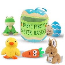 Baby's First Easter Basket Stuffers 6ct, Stuffed Plush Bunny Chick Carrot Frog