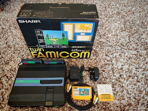 Sharp Twin Famicom AN-505-BK Recapped (Boxed) + SMB 1&2 +Volley Ball+UK 3Pin PSU