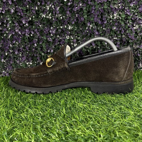 Gucci Horsebit Halbschuhe Herren Größe 10 Braun Wildleder Leder Elegant Schuhe Bequem - Bild 7 von 11