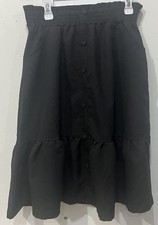 Pastel Blue Girls 14 Year Black Cinched Waist Flair Skirt Lightweight Preowned
