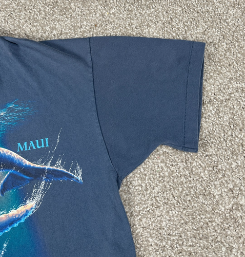 Vintage Humpback Whale Shirt Adult XL Blue Short Sleeve Maui Hawaii 90s USA Mens - Picture 3 of 8