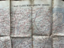 AAF Cloth Escape Map Asiatic Series WWII 34, 35 Southeast & Northeast China 1943