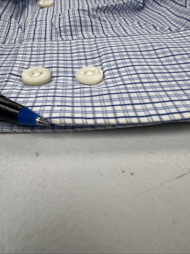 Paul Stuart Canada Men's Light Blue Plaid 100% Cotton Dress Shirt 17 34 - Picture 8 of 9