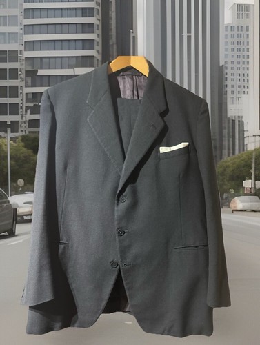 UNBRANDED BESPOKE VINTAGE DARK GREY WINTER TOWN/COUNTRY SUIT UK 44" EU 54" - Picture 2 of 18