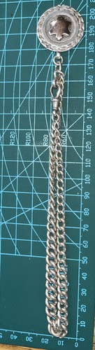Sterling Silver Victorian Albert Watch Chain With Fob - 37.4g c13” - Picture 8 of 10