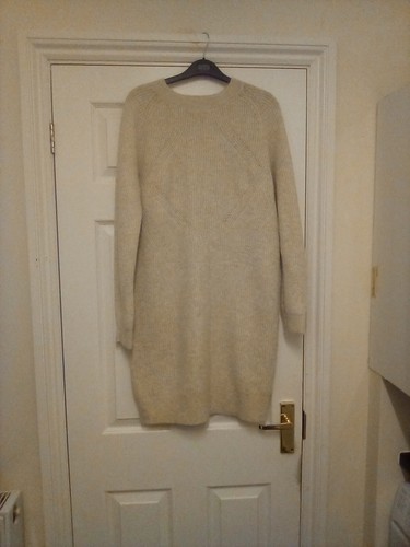 OATMEAL M&S KNIT LONG JUMPER/DRESS approx SIZE 10-12 small