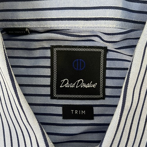 David Donahue Button Up Dress Shirt Long Sleeve Blue Striped Mens 16 34/35 - Picture 5 of 10
