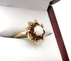 14K Yellow Gold Opal & Garnet Halo Ring Size 5.75 - 6 [R343] — photo 2