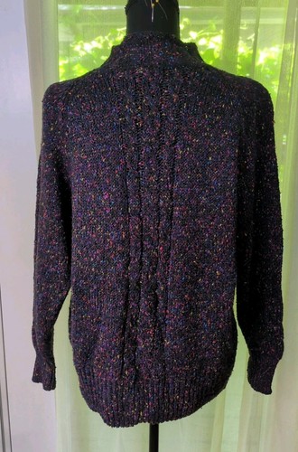 VTG Liz Claiborne Petites Cable Knit Purple Tweed Sweater, Silk Blend, Size M - Picture 2 of 10