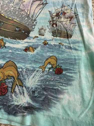 Vtg 90’s Liquid Blue Grateful Dead Ship of Fools Tie Dye T-shirt Large Single St - Picture 6 of 11