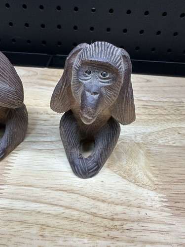 Monos de colección tallados en madera ver, oír, no decir malvados Mizaru Kikazaru Iwazaru - Imagen 4 de 12