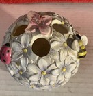 PURPLE FLORAL BUMBLE BEE, BUTTERFLIES RESIN TOOTHBRUSH HOLDER/Dwk108