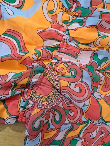 Marissa Olivia Orange Floral Boho Hippie Dress Women’s V-Neck Ruffle Small NWT - Picture 17 of 17