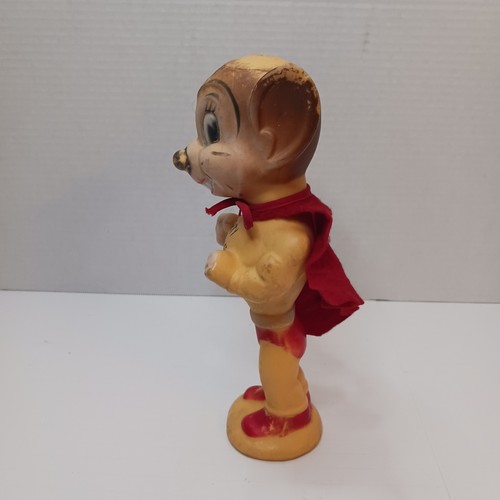 VINTAGE RUBBER MIGHTY MOUSE TOY ORIGINAL CAPE TERRYTON SQUEEZE FIGURE 9" - Picture 6 of 9