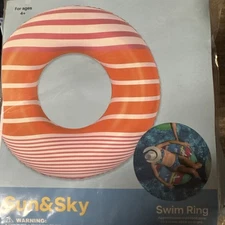 Sun & Sky 35" Inflatable Swim Ring Floating Tube Swimming Pool Device Orange