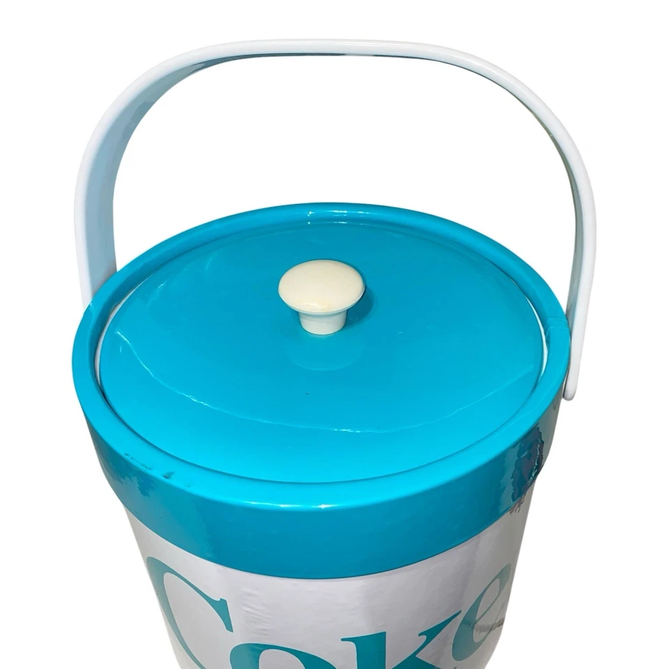 Cubo congelador de hielo Coca Cola vintage años 80 logotipo turquesa verde azulado de Coca Cola Foto 2 de 4