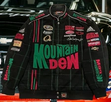 Vintage Mountain Dew AMP Energy Nascar Jacket JH Design Green Racing XL Htf