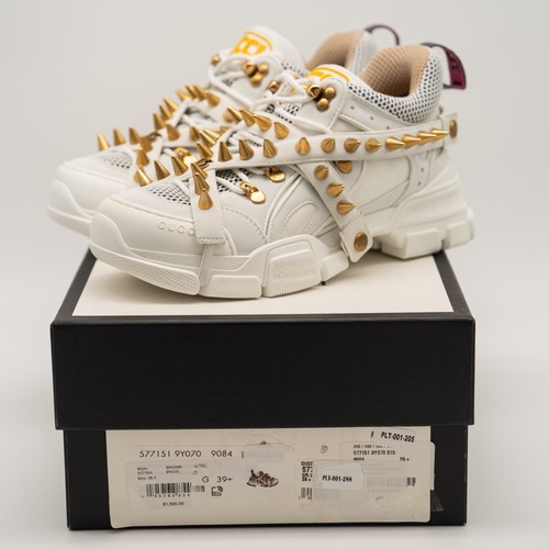 Tenis Gucci Flashtrek de cuero blanco con púas extraíbles talla 39.5eu 9.5 EE. UU. - Imagen 12 de 13