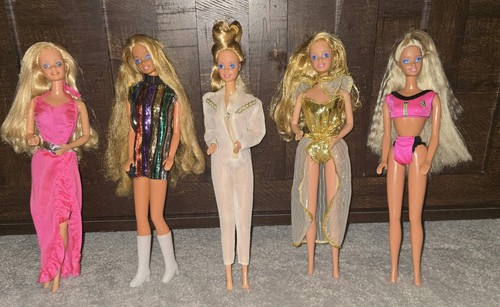 Lote de 5 Barbies Super Hair Beach Blast años 80