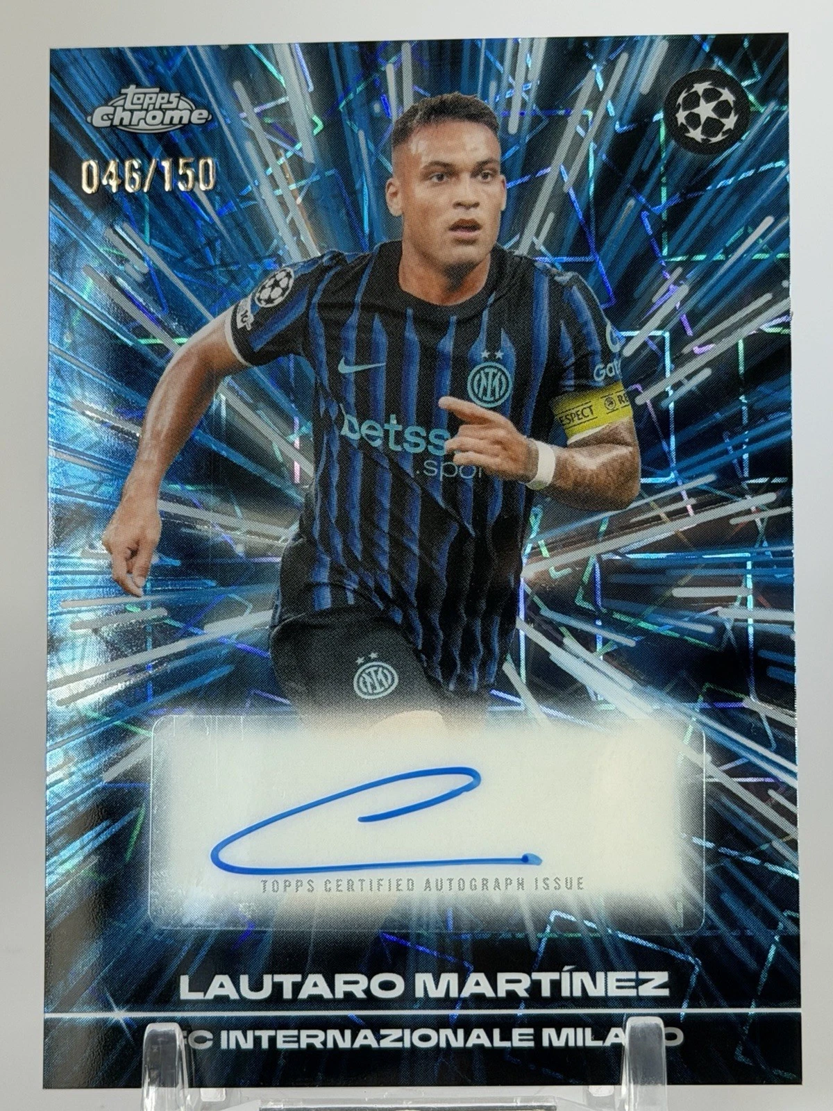 2025-26 Chrome UEFA Club Competitions Lautaro Martinez Blue Black Lazer /150