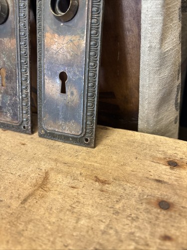 2 antike Metall Türknauf Rückenplatten Plattengarnitur Vintage Messing vergoldet japanisch - Bild 13 von 20