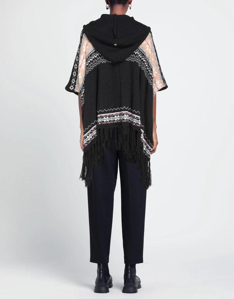 RRP€220 MY TWIN TWINSET Knitted Poncho Size L-XL Alpaca Wool Blend Hooded - Image 2 of 4