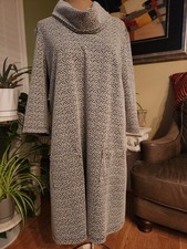 North Style Women's Knit Herringbone Dress XL Cowl Neck Pockets 3/4 Sleeves