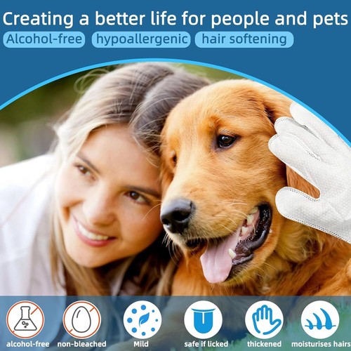6-30x PET Cleaning Deodorizing Bathing Wipes for Dogs Cats, Hypoallergenic Glove - Picture 12 of 12