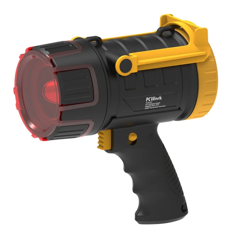 PCWORK LED Handscheinwerfer IPX7 wasserdicht schwimmfähig 1590lm Handstrahler Akku USB