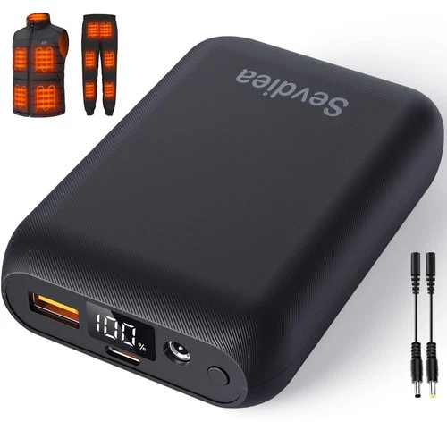 16000mAh Rechargeable Battery Pack for Heated Vests, 7.4V/5V Power Bank with LED image 2