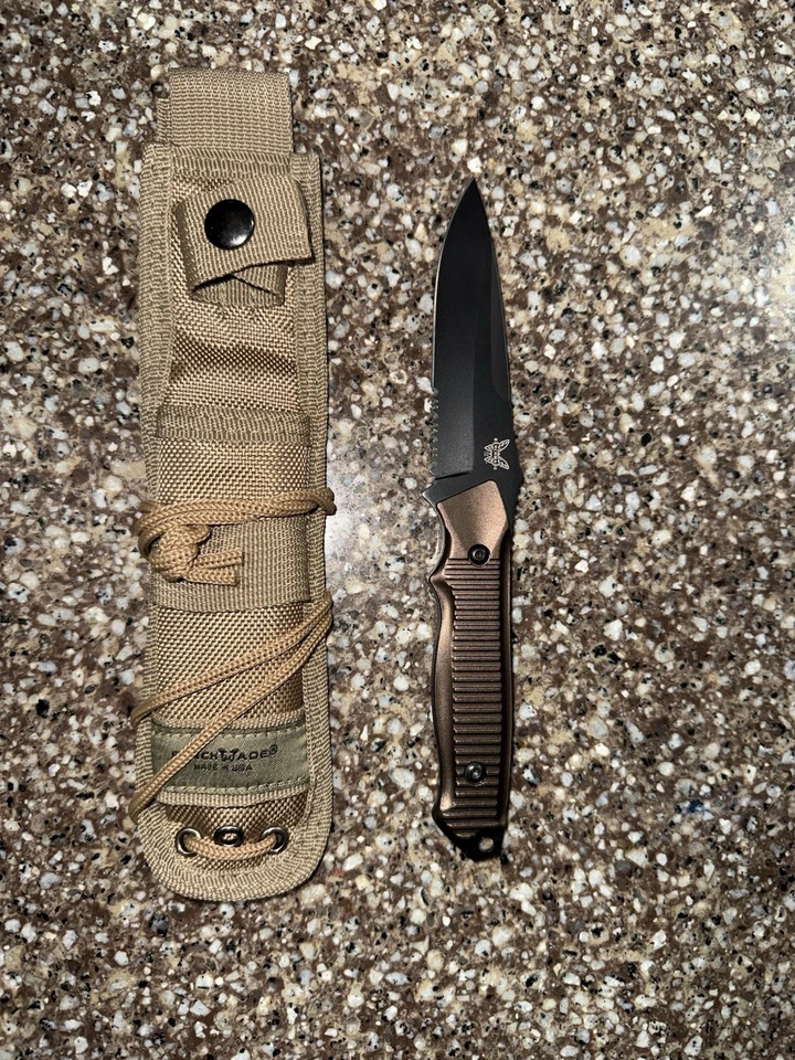 Benchmade 140BKSN Nimravus 4.5" Blade, Coyote Aluminum Handles, Coyote Sheath - Image 2 of 4