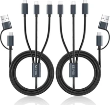 Multi Charging Cable 5 in 1, 2PCS 4FT USB C/A Multi Charger Cable to Type-C/Micr