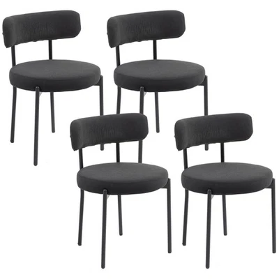 HOMCOM Lot de 4 chaises de salle à manger 51x51x76cm Noir - Photo 1/4